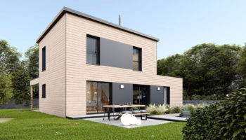 Plan maison bois à étage rectangulaire