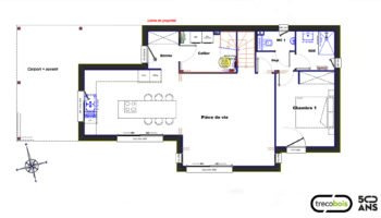 Plan maison bois à toit plat et étage