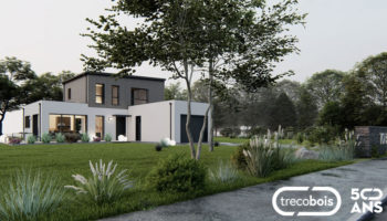 Plan maison bois enduit et bicolore