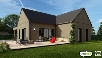 Plan maison bois et toiture ardoisée