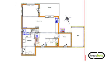 Plan de maison bois traditionnelle double pente