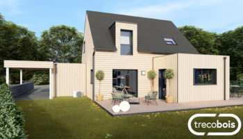 Plan de maison bois traditionnelle double pente