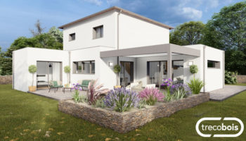 Plan de maison en bois mixte