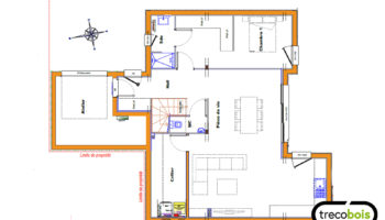 Plan de maison en bois enduit et écologique