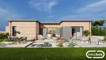 Plan de maison bois de plain-pied moderne