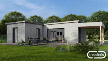 Plan petite maison bois de vacances de plain-pied