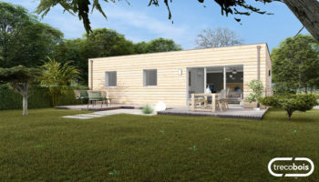 Plan petite maison plain-pied bois et toit plat