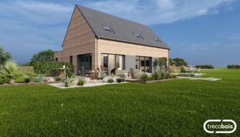 Plan de maison bois traditionnelle à étage avec garage