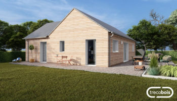 Plan maison bois de plain-pied en L