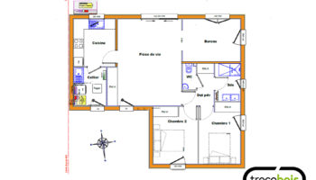 Plan maison bois de plain-pied en L