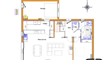Plan de maison bois traditionnelle à étage avec garage