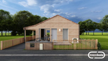 Plan petite maison bois plain-pied et toiture tuiles