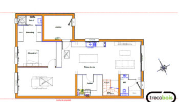 Plan maison bois contemporaine mixte et bicolore