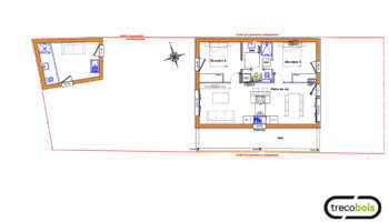 Plan petite maison bois plain-pied et toiture tuiles