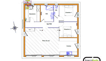 Plan plain-pied mixte et tuiles