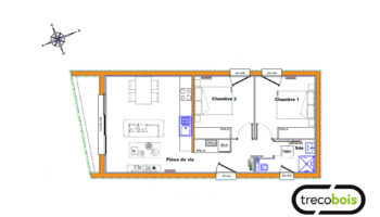 Plan petite maison en bois de 50m²