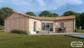 Plan maison bois plain-pied légèrement arrondi