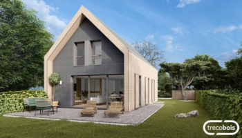 Plan d’une maison bois à étage avec toit cathédrale