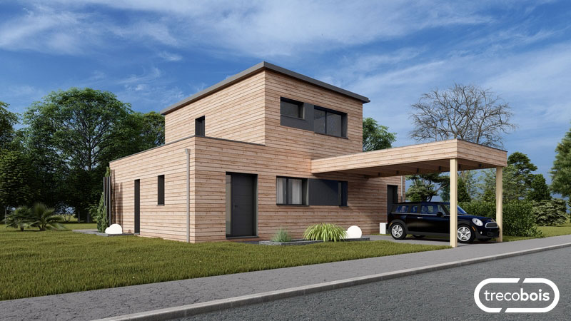 maison-bois-étage-carport-plan