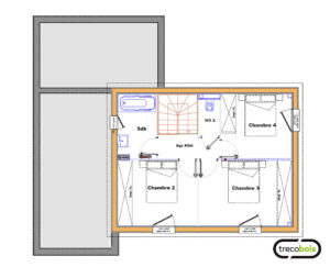 plan-maison-bois-étage-4chambres
