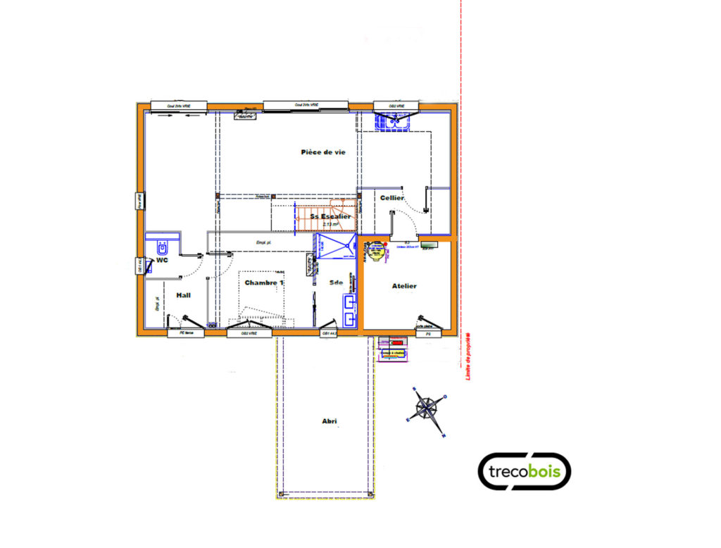 plan-rdc-maison-bois-étage