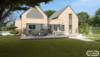 Plan maison bois étage double toiture ardoisée