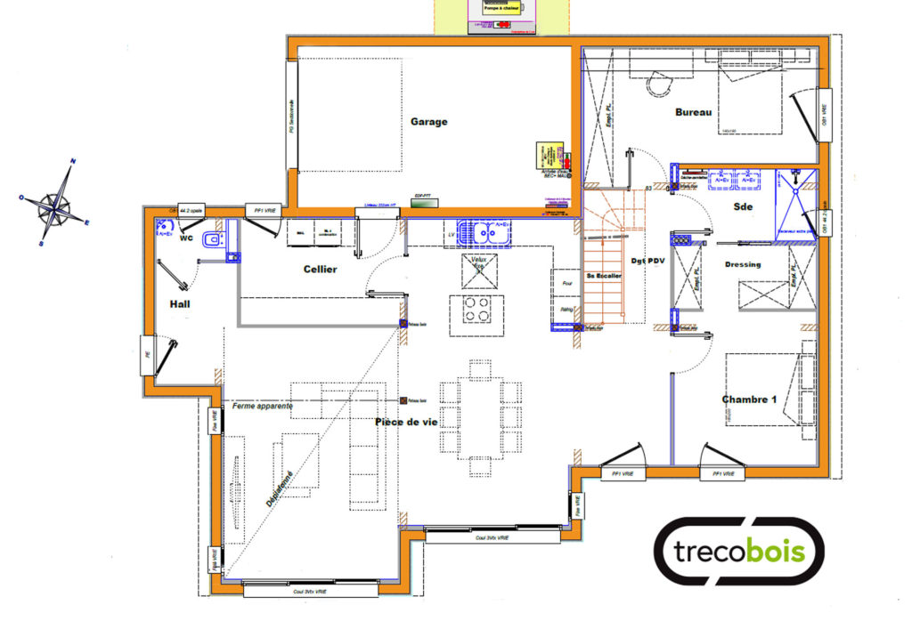 plan-rdc-maison-étage-bois