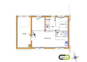 plan-rdc-maison-bois-étage
