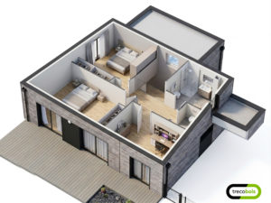 Etage maison moderne en bois en lotissement